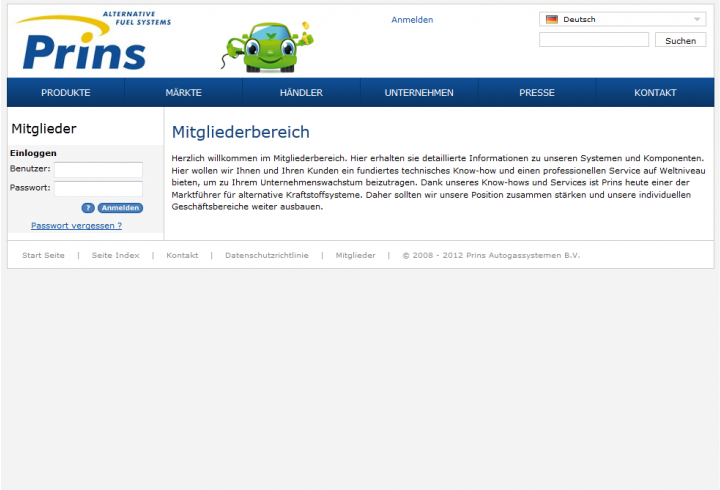 Web-Login Prins mit Software